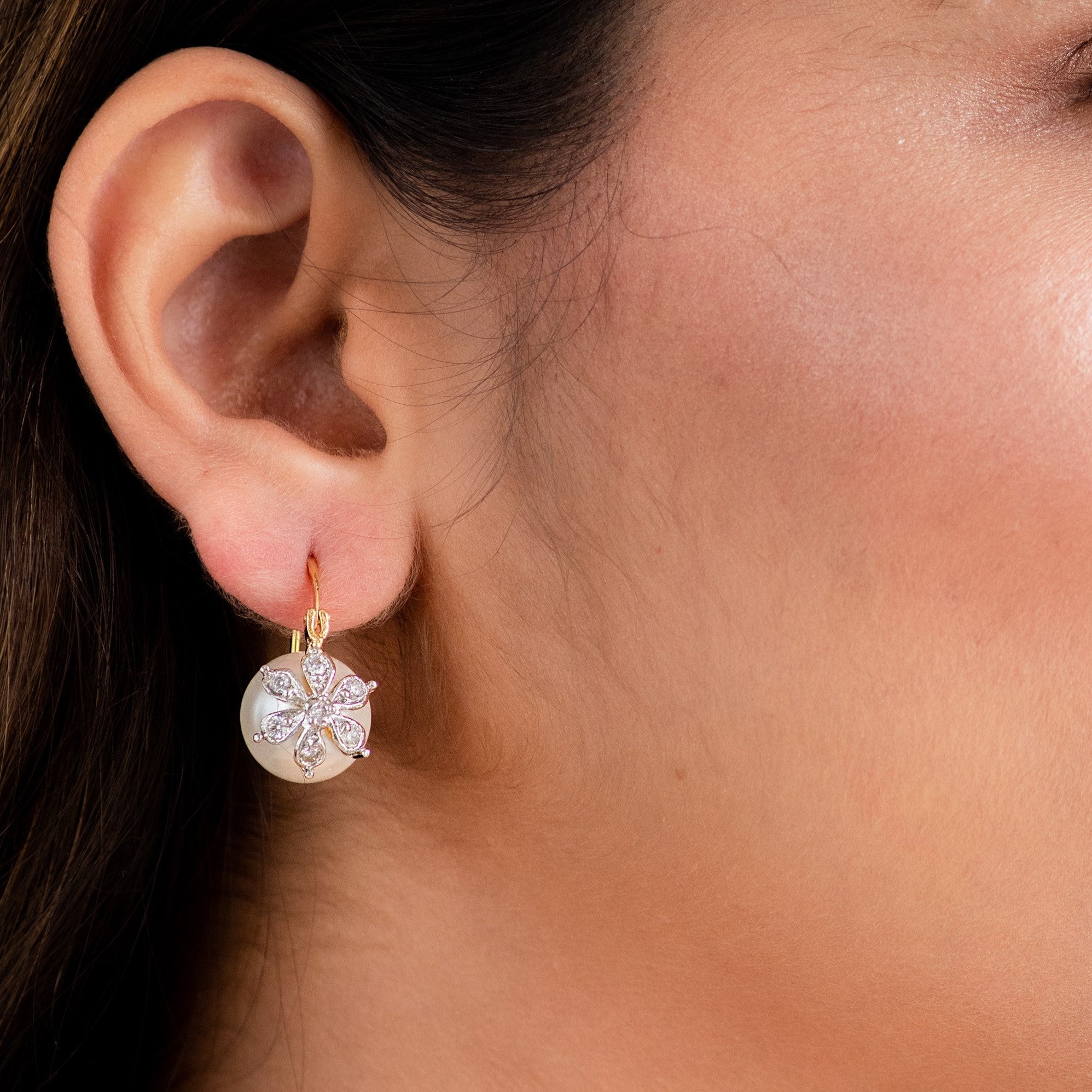 Floral Pearl Droplet Earrings